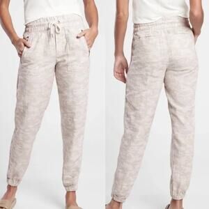 Athleta Cabo Tide Linen Jogger in Natural Camo Size 6